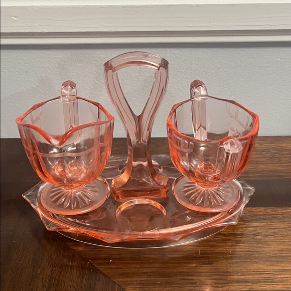 Pink Depression Glass Creamer And Sugarnull